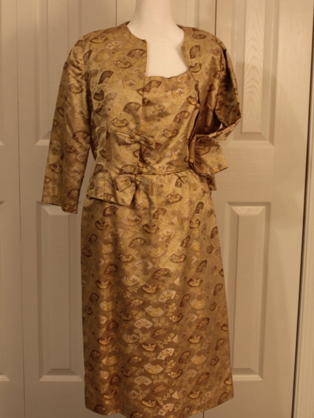 Vintage 60s Silk Brocade Jacket Dress